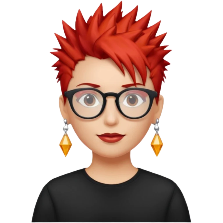 red spiky hair with glassess and earrings emoji