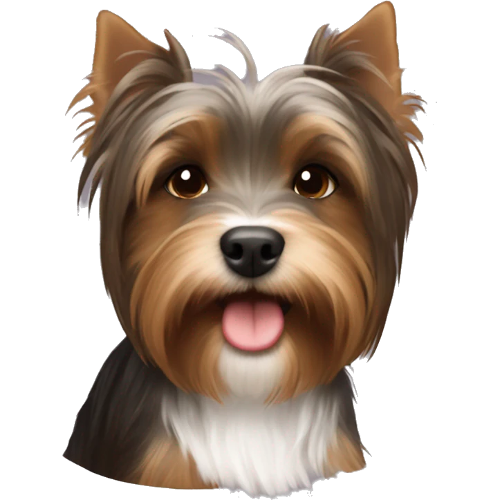 Deep Brown and white Yorkshire Terrier Kissing brown hair Girl smile  emoji