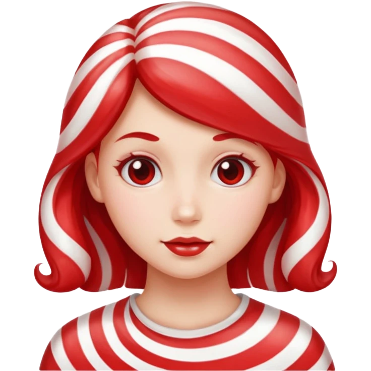girl with hair made out of candy peppermint emoji