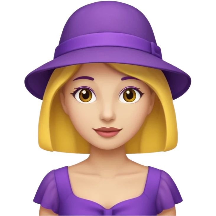 purple dress woman with yellow hat emoji