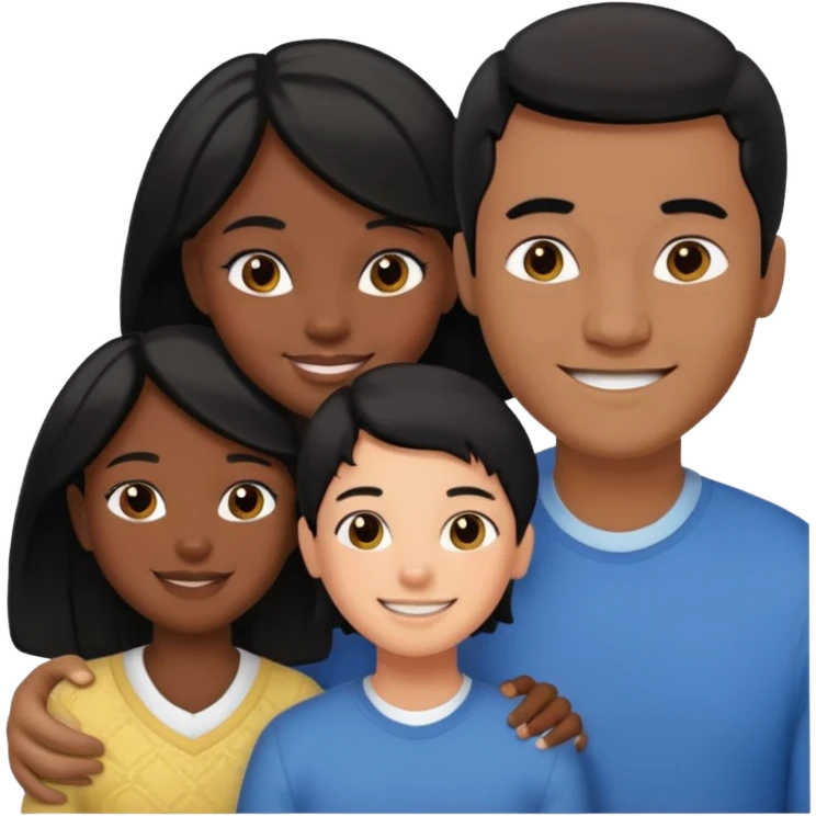 Couple of married man and woman with one kid teenager on the middle with black hair emoji