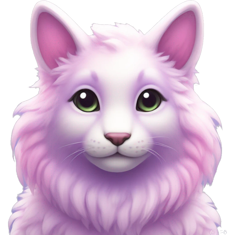 Kawaii cute colorful bright light pastel lilac-pink-white-gradient fantasy ethereal anthro fursona animal creature emoji