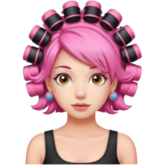 woman with pink hair rollers emoji