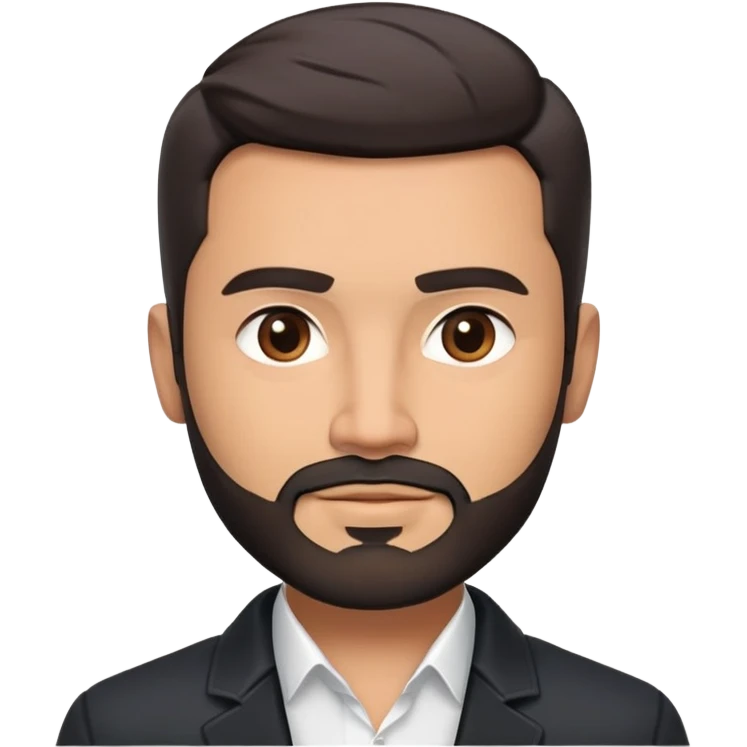Good-looking broad-shouldered TV host in his mid-40s with light brown skin, short black hair with defined fade, light scruff beard, square face with pronounced jawline, friendly expression, open black jacket, white shirt with open collar and no tie emoji