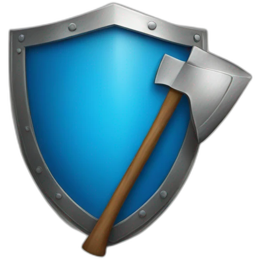 blue shield with an axe emoji