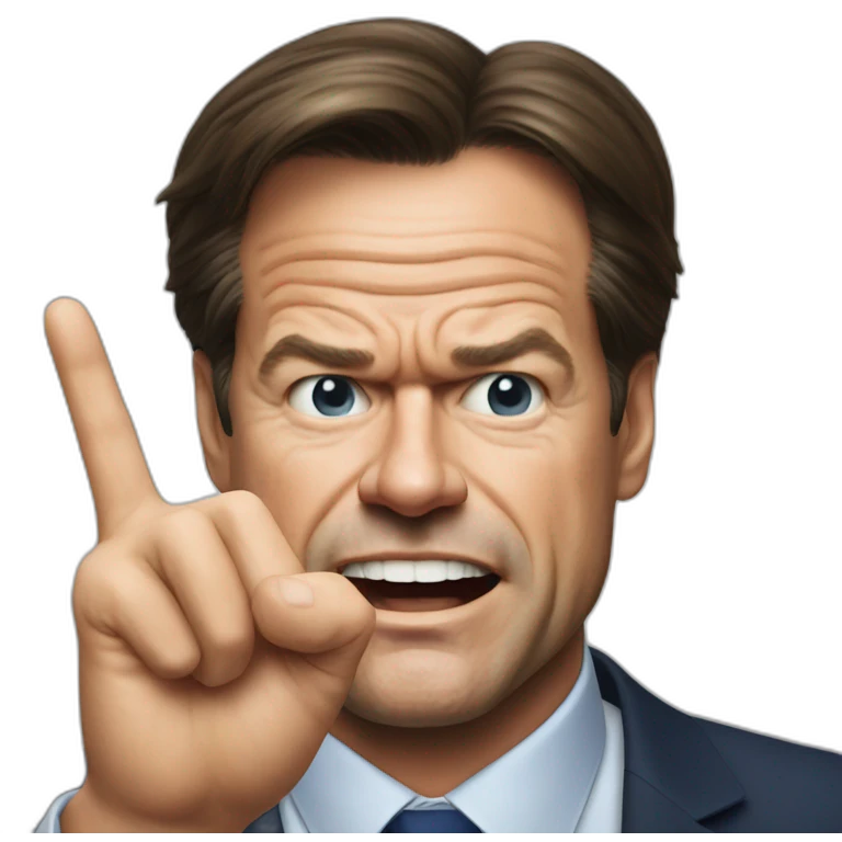 Mark Rutte making a mean gesture emoji