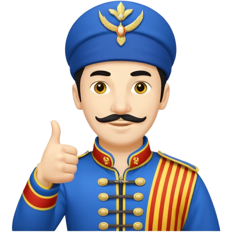Астраханский казак показывает лайк (Синяя гимнастёрка с желтыми лампасами) emoji