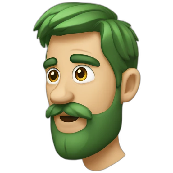 Calvo barba fina con dos hileras ojos verdes emoji