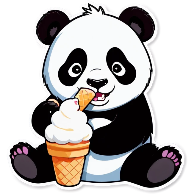 Panda eating ice cream emoji