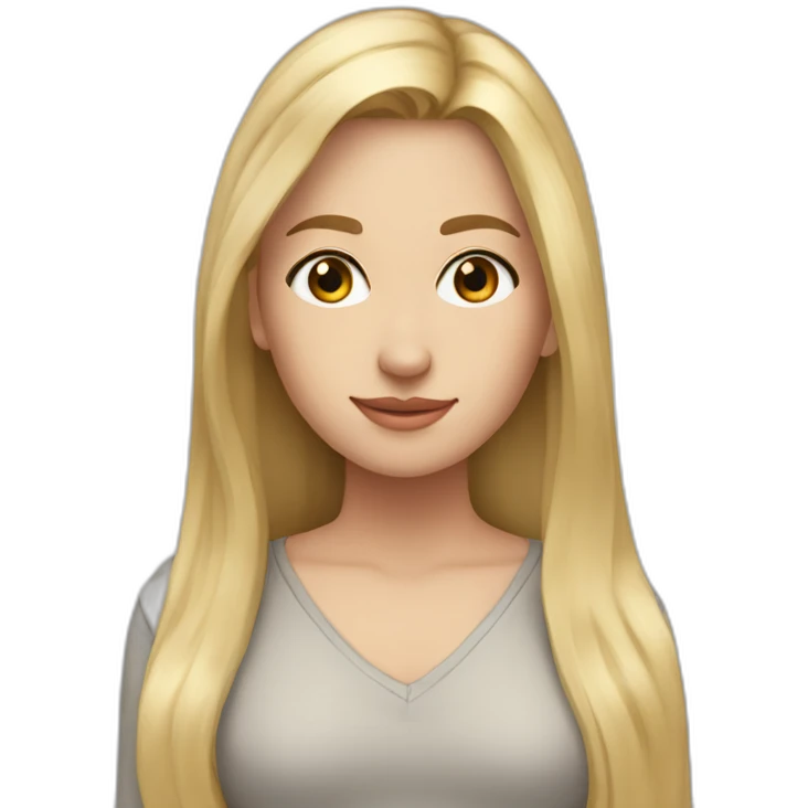 caucasian girl, long straight blonde hair, v-neck laced top emoji