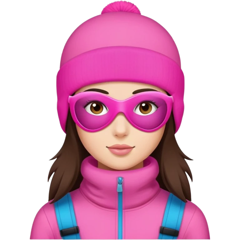 Brunette girl wearing pink ski mask emoji
