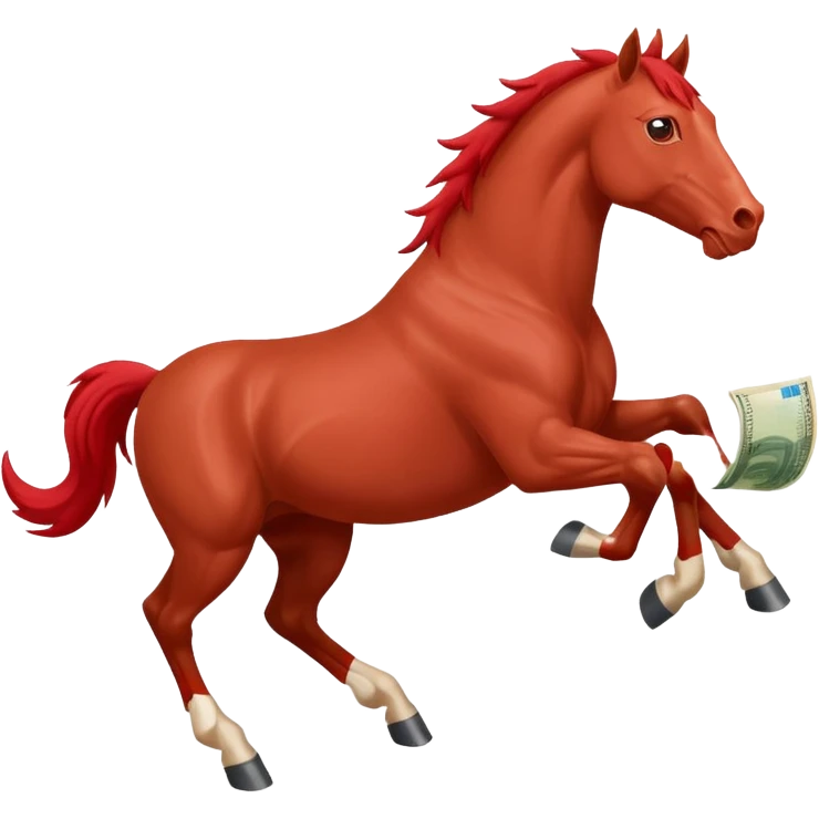 red horse agressive running money euros bills emoji