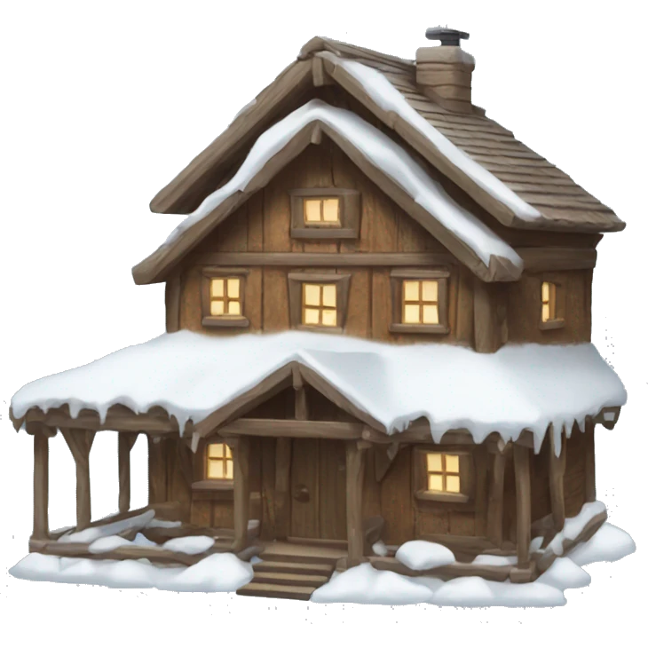 snow-covered wooden house emoji