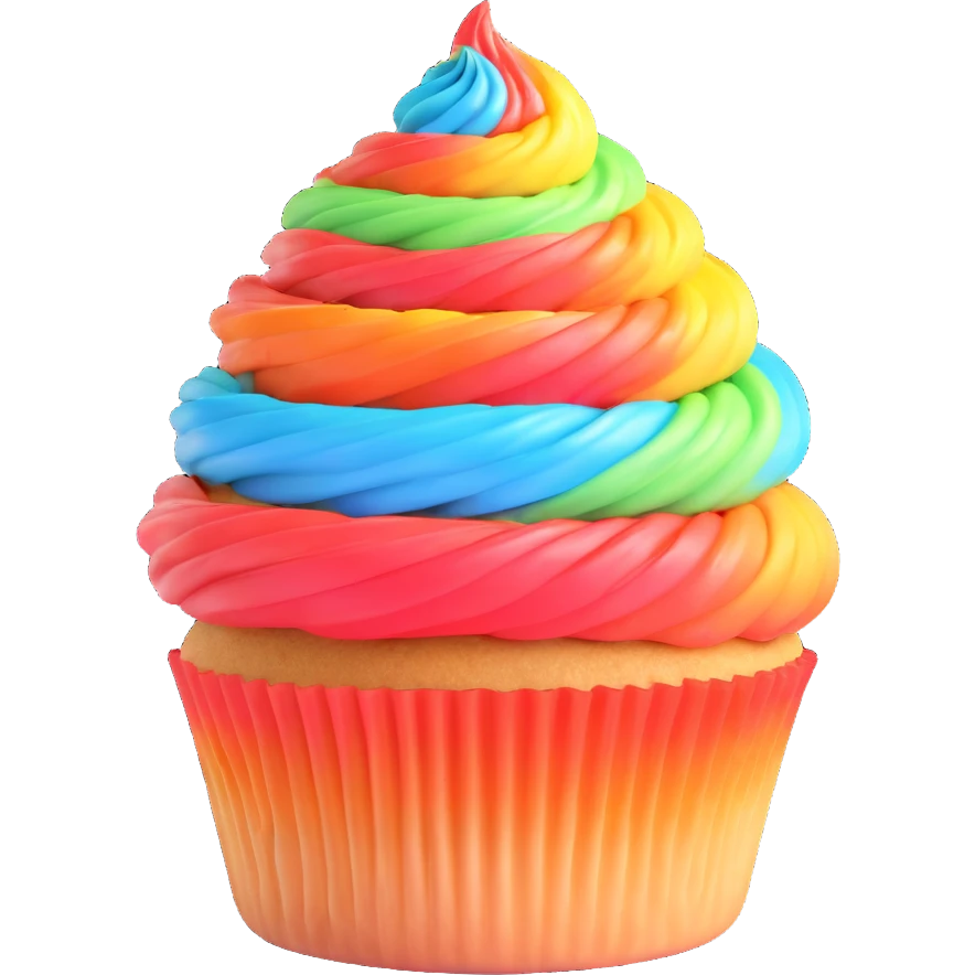 rainbow cupcake with swirled frosting emoji