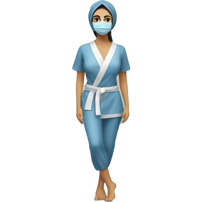 Beautiful Armenian girl with face mask spa beauty full body relaxing emoji