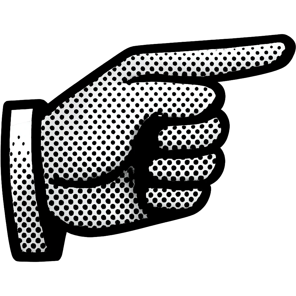 classic manicule pointing hand pointing to the right and slightly upward, vintage style, detailed, black and white emoji