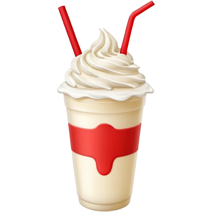 milkshake in plastic cup with whipped cream and red straw on top emoji
