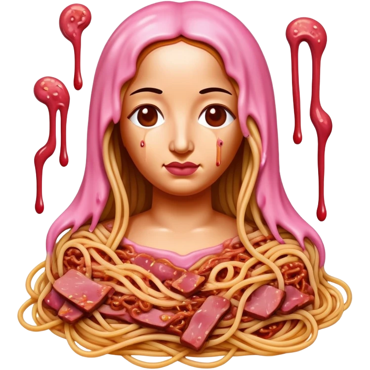  SPAM meat melted pink dripping sauce spaghetti monalisa  emoji