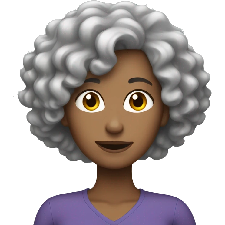 Caucasian women with curly gray hair heavy lifting emoji