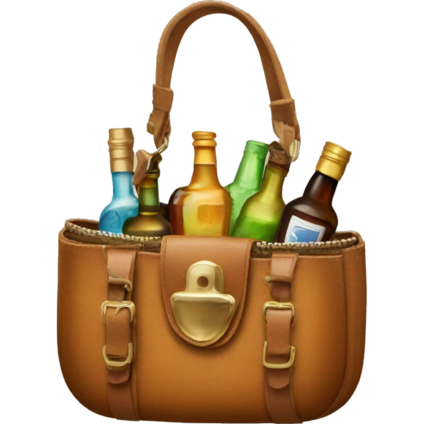 purse with liquor bottles inside emoji