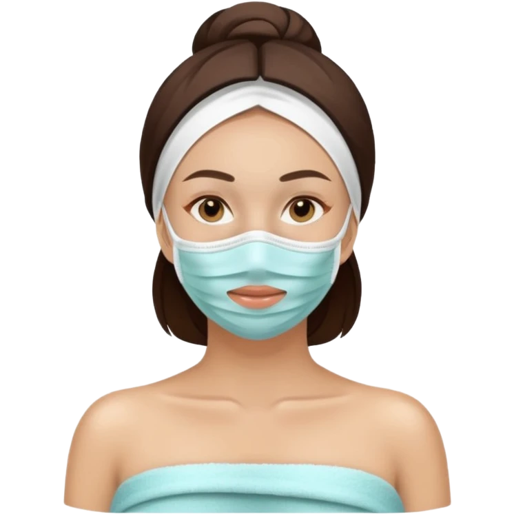 Lady with face mask spa beauty full face relaxing emoji
