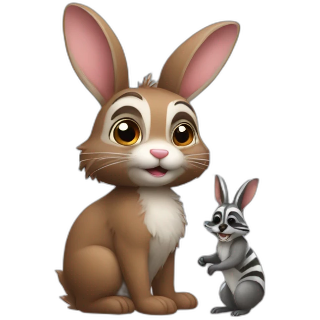 bunny with racoon playing emoji