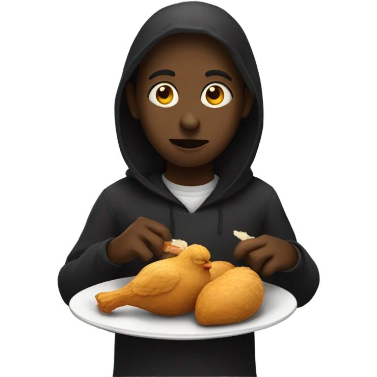Dark person eating chicke emoji