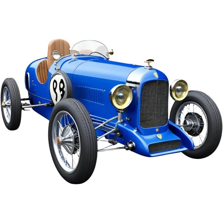  Hazy-blue Fenderless extended-wheelbase 1932 luxury racing Ferrari lowered powerful V-8 engined racing cycle car featuring advanced rugged 4 wheel independent suspension, power steering, disc brakes, small leather covered steering wheel, side mounted cowl exhaust  emoji