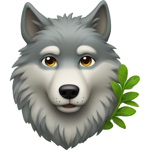 Wolf with plant fur emoji