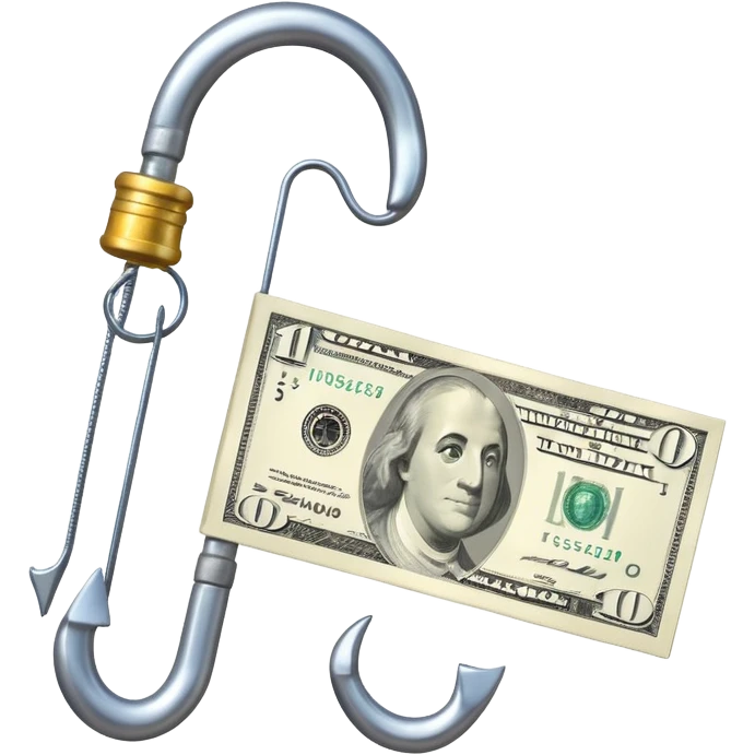 сделай крючок для удочки на который попался доллар emoji