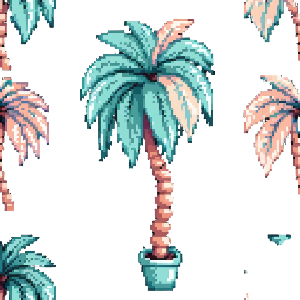 palm tree with pastel teal trunk and pastel peach leaves emoji