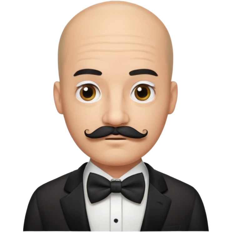 Bald guy with thick black mustache & bow tie emoji
