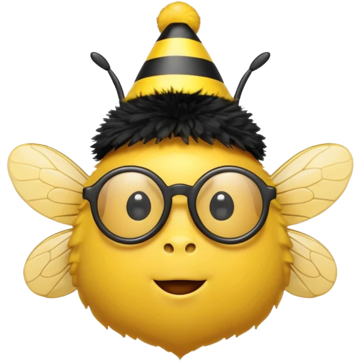 party hat bee with glasses emoji