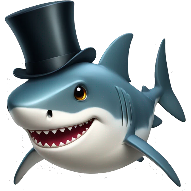 Shark with a top hat emoji