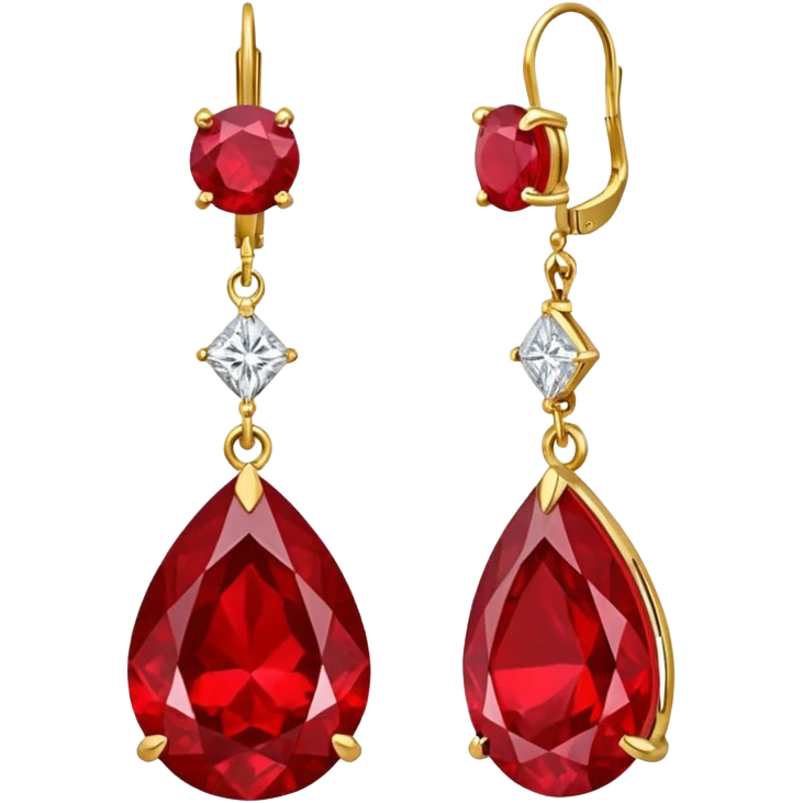 Ruby Red, diamonds & gold pair of earrings  emoji