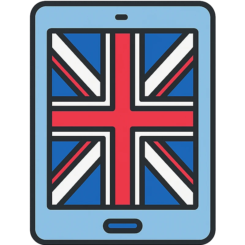 iPad tablet with English flag emoji