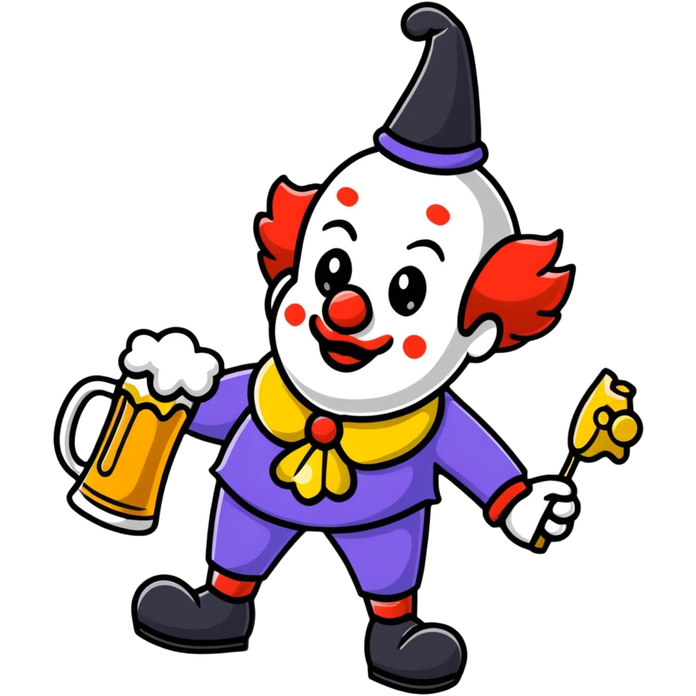 clown with a beer emoji