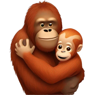 Orangutan hugging a ginger man  emoji