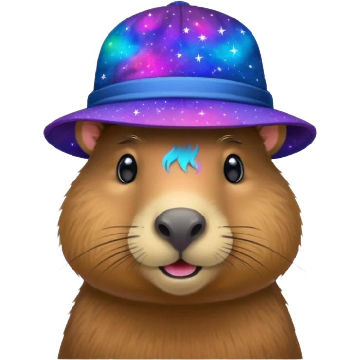 A Galaxy capybara with a hat emoji