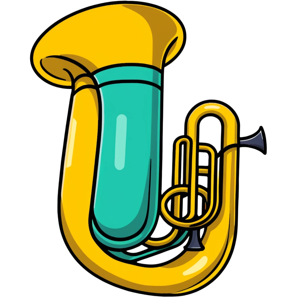 cartoon tuba with bold lines playful emoji