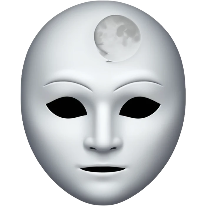 blank white no-mouth-hole masculine mask moon crescent hole  on forehead  emoji