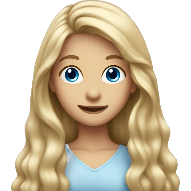 smiling girl with long hair with blue eyes emoji