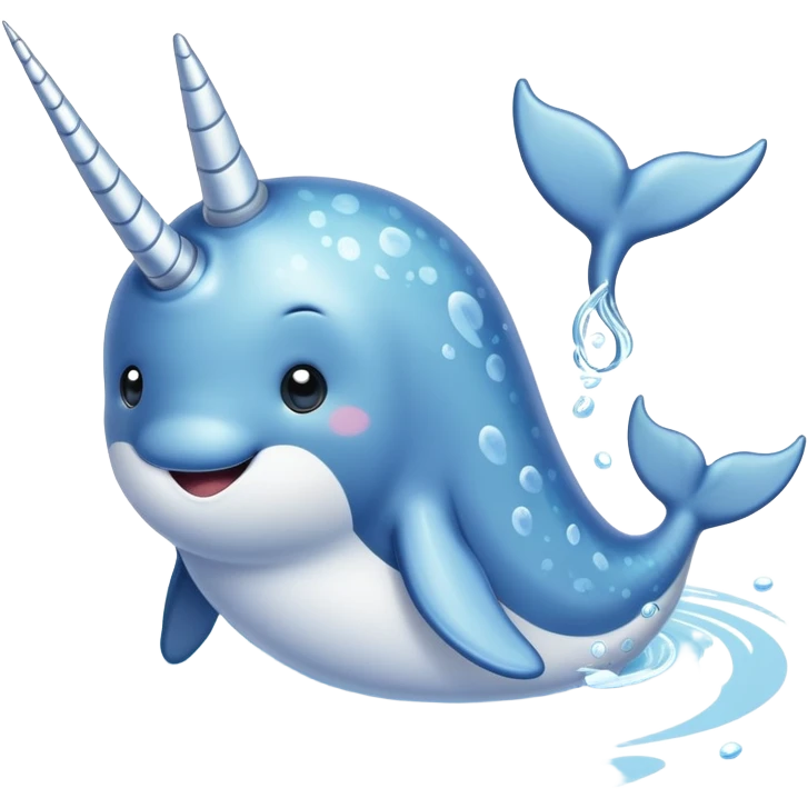 A cute narwhal with its spiraling horn swims through the icy waters, spreading joy and magic emoji