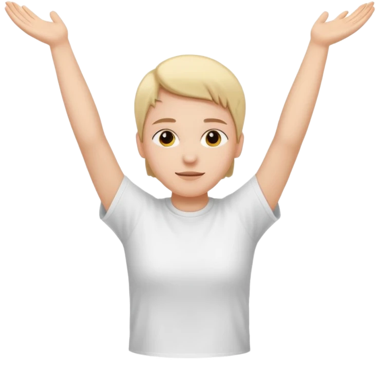 person lying flat on the ground with both hands raised straight up, simple and clear emoji
