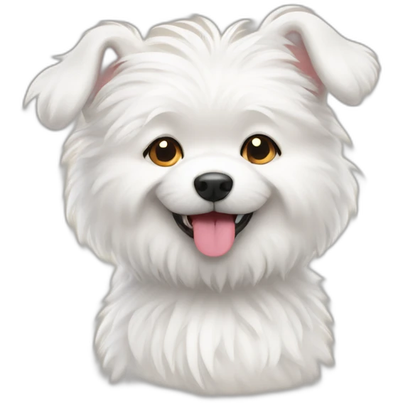 winking white dog fluffy emoji