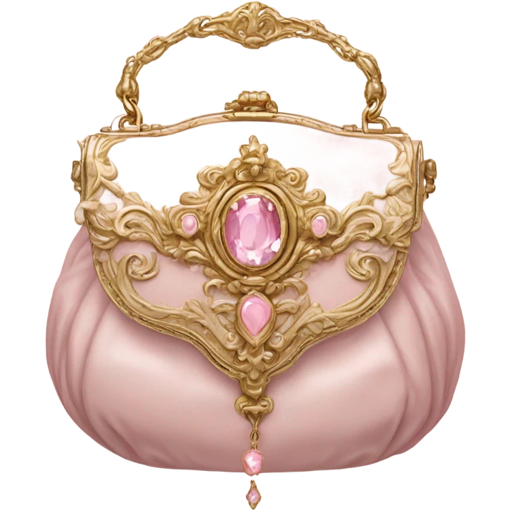 vintage rococo gold bag with pale pink jewel emoji