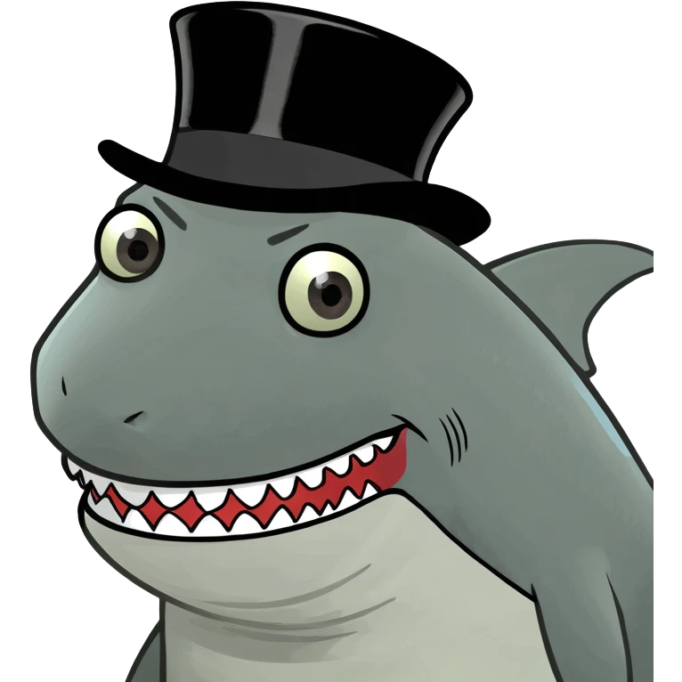 Shark with a top hat emoji