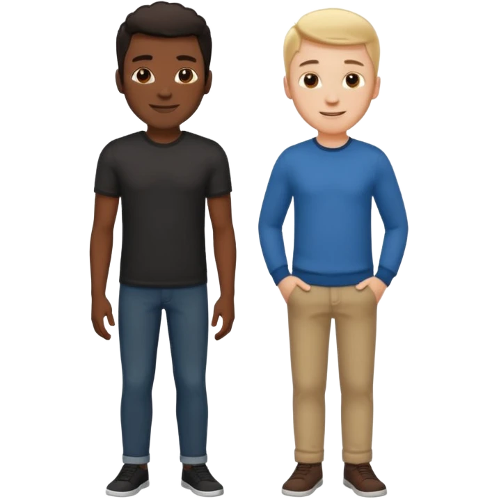 Tall white guy with short black guy emoji
