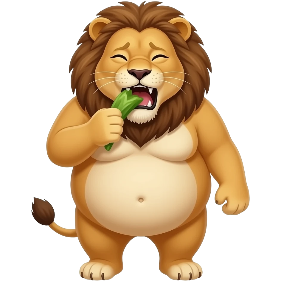 Make this Lion fat,make her eat until she is about to pop,she has a tummy ache,A bellybutton. emoji