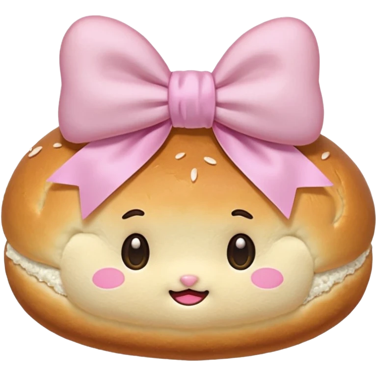 Korean salt bread 3s with pastel pink bow emoji